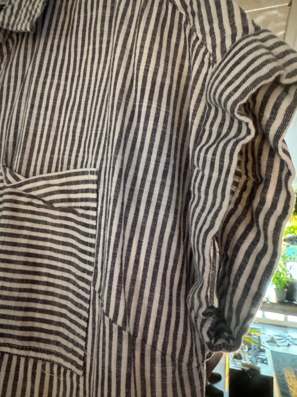 Ophelia Roe Pinstripe Shirt Dress - Oversized 100% Cotton Shacket - M - Picture 6 of 8